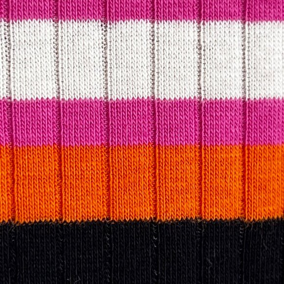 H&M Mama Maternity Rib Jersey Dress Striped Orange Pink Midi Cotton Elastane XL - Picture 9 of 13